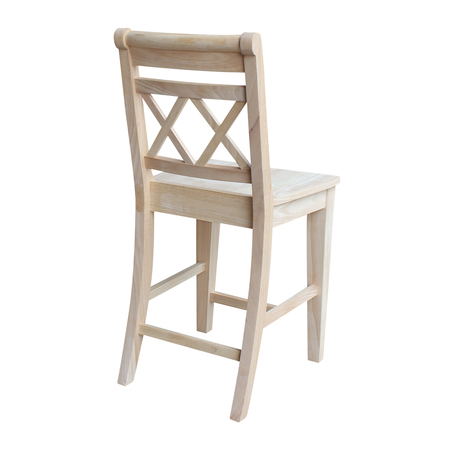 International Concepts Counter Height Double X-Back Stool, 24" Seat Height, Unfinished S-472